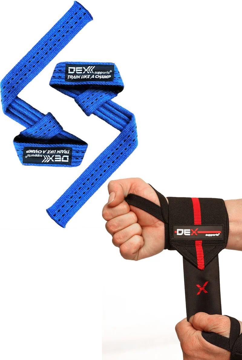 Dex Supports Lifting Straps Pro+Elite Wrist Wraps Set of 2
