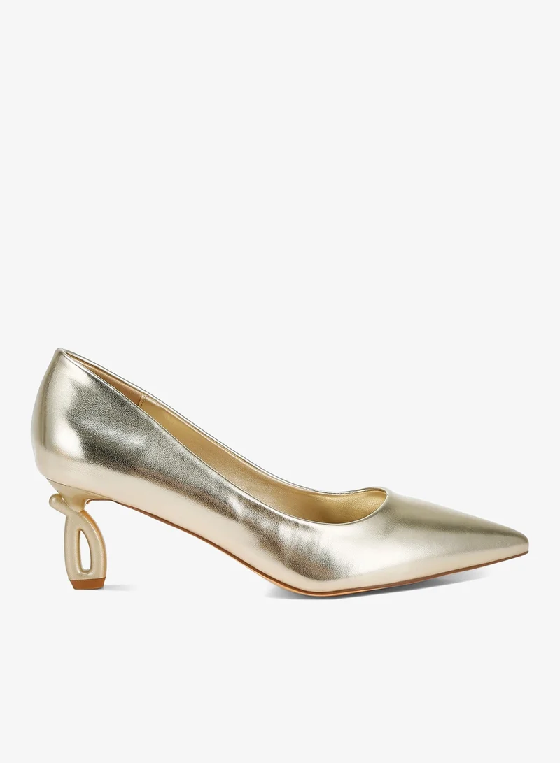 Metallic Fantasy Heel Pumps in Gold
