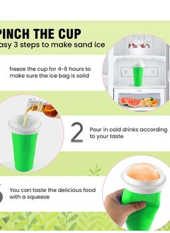 ميكسد Slushie صانع كأس ، تيك توك ماجيك الآيس كريم المجمد كأس ، كأس التبريد ، مزدوج مقذوف Slushie صانع كأس ، عصامي ميلك شيك الآيس كريم آلة ( الأخضر )  - Image 3