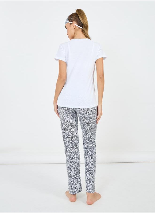 Styli - Leopard Love Print T-Shirt & Pyjama Set - Image 1