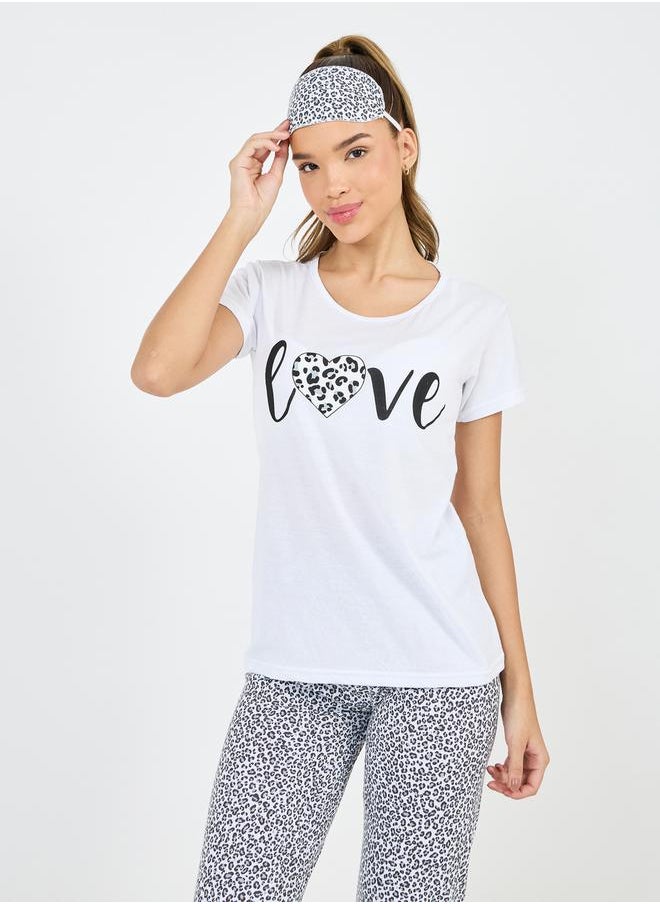 Styli - Leopard Love Print T-Shirt & Pyjama Set - Image 1