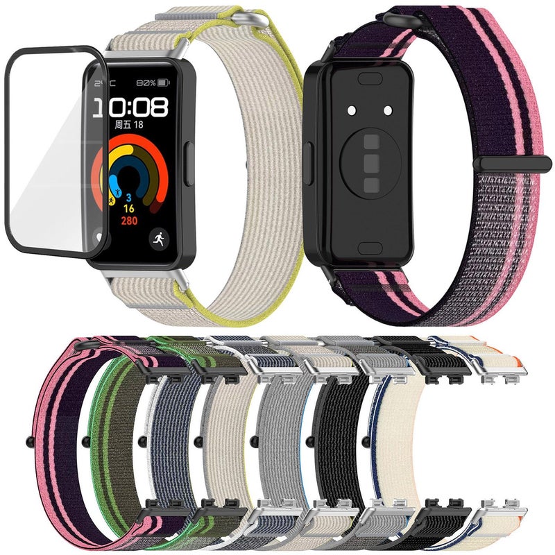 إيروريكس لساعة هواوي باند 9 / 9 NFC Wild Path من النايلون المزود بخطاف وحلقة مع فيلم منحني ثلاثي الأبعاد (وردي أرجواني) - Image 5