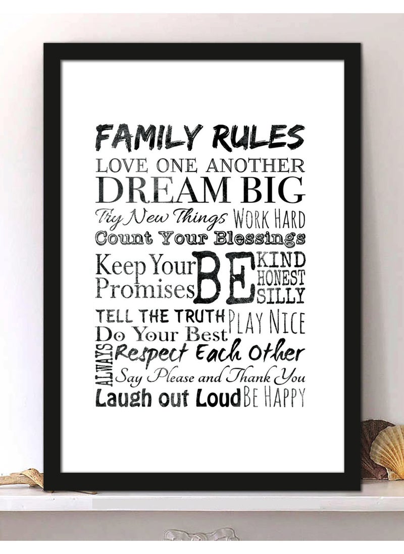Spoil Your Wall Wall Posters with Family Rules Motivational Quote and Black Frame - Wall Arts Home Décor Photo Frames - 30x40cm by Spoil Your Wall  - Image 1