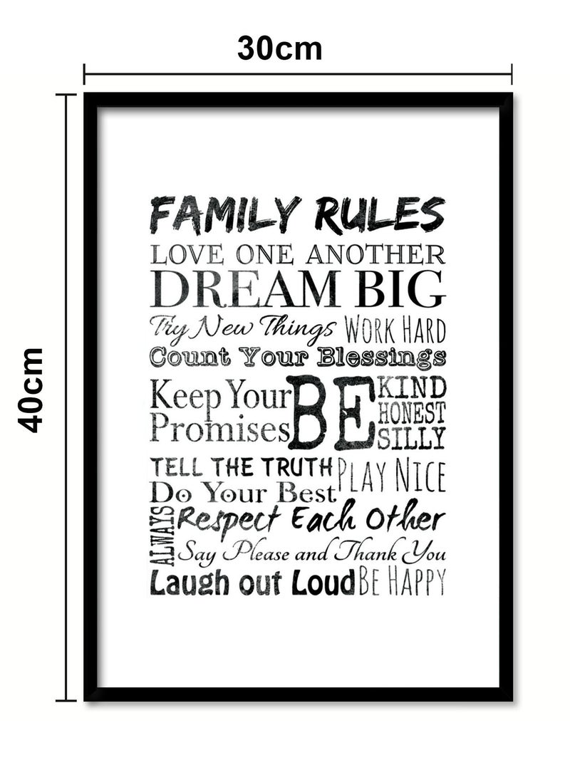 Spoil Your Wall Wall Posters with Family Rules Motivational Quote and Black Frame - Wall Arts Home Décor Photo Frames - 30x40cm by Spoil Your Wall  - Image 3