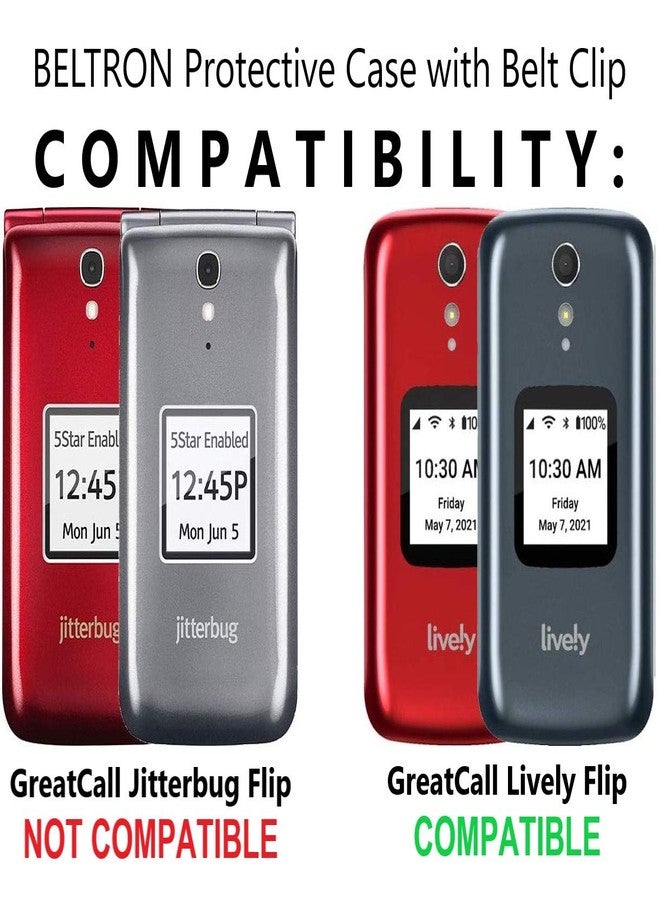جراب مزود بمشبك حزام لهاتف GreatCall Lively Flip وJitterbug Flip2 لكبار السن، غطاء واقٍ سهل التركيب مع مشبك حزام لهاتف Jitterbug Flip2 / Lively (الموديل: 4053S) - رمادي - Image 3