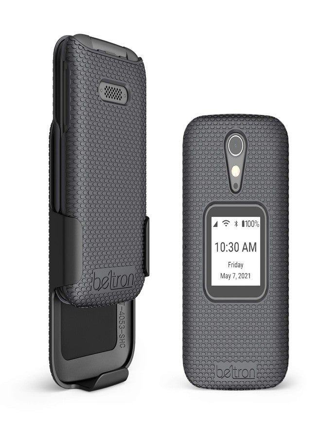 جراب مزود بمشبك حزام لهاتف GreatCall Lively Flip وJitterbug Flip2 لكبار السن، غطاء واقٍ سهل التركيب مع مشبك حزام لهاتف Jitterbug Flip2 / Lively (الموديل: 4053S) - رمادي - Image 1