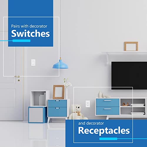 LIDER Matte Finish Decorator Switch Cover, Screwless Wall Plate, Mid-Size 1-Gang 4.88" x 3.11", Unbreakable Polycarbonate Thermoplastic, UL Listed, LSWP-31M-W, White - Image 4