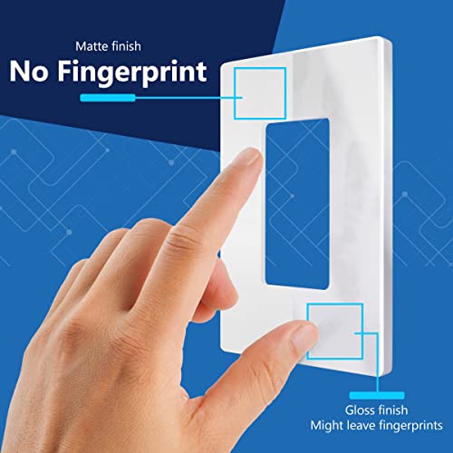 LIDER Matte Finish Decorator Switch Cover, Screwless Wall Plate, Mid-Size 1-Gang 4.88" x 3.11", Unbreakable Polycarbonate Thermoplastic, UL Listed, LSWP-31M-W, White - Image 3