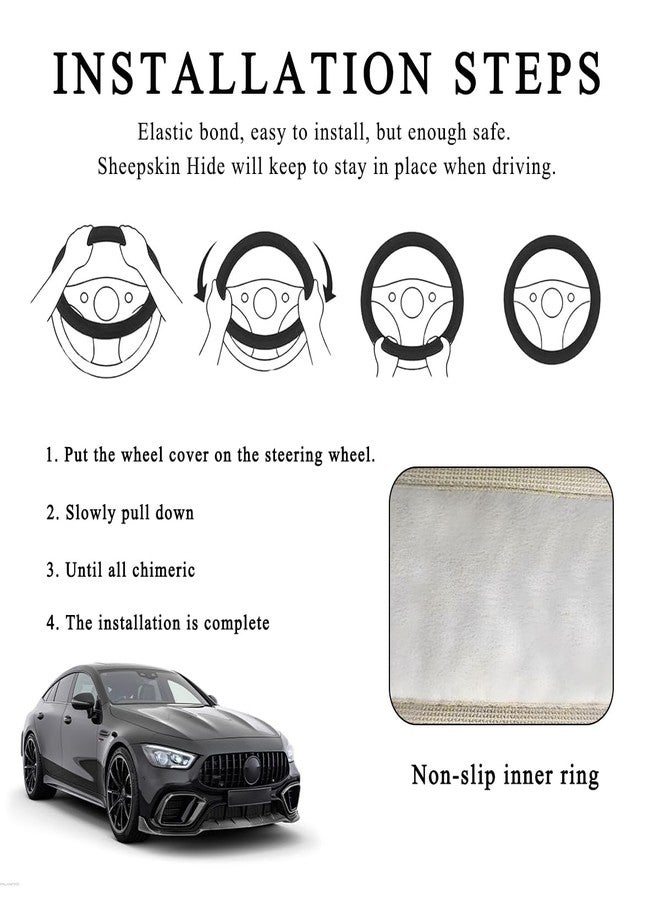 NYTKL Car Fuzzy Steering Wheel Cover, 15 inch Fluffy Soft Steering Wheel Protector for Winter Warm, Anti-Slip Fuzzy Plush Vehicle Wheel Wrap Cover Interior Decoration for Women Men (Black) - Image 3