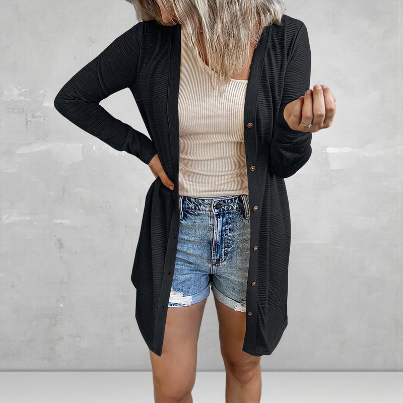 Women Flattering Long Cardigan For All Age Groups White S Size - Image 5