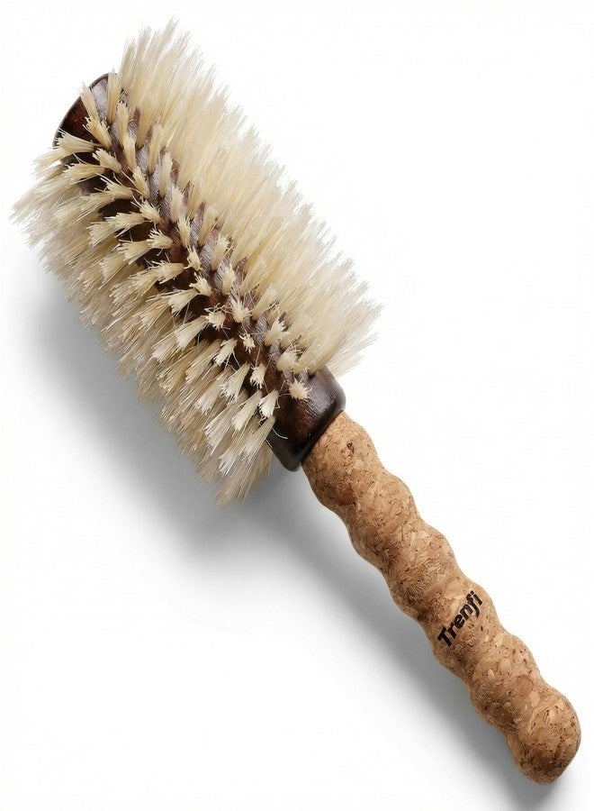 TRENFI Boar Bristle Round Brush with Lightweight Cork Handle for Blow Drying Fine to Medium Hair - Blonde Boar and Nylon Bristles - 2.75 Inch Barrel Volumizing Blowout Brush - Gift for Women - Image 1