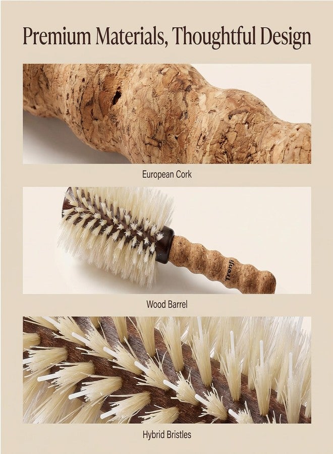 TRENFI Boar Bristle Round Brush with Lightweight Cork Handle for Blow Drying Fine to Medium Hair - Blonde Boar and Nylon Bristles - 2.75 Inch Barrel Volumizing Blowout Brush - Gift for Women - Image 5
