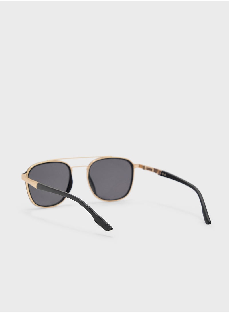 Robert Wood - Polarized Lens Square Aviator Sunglasses - Image 1