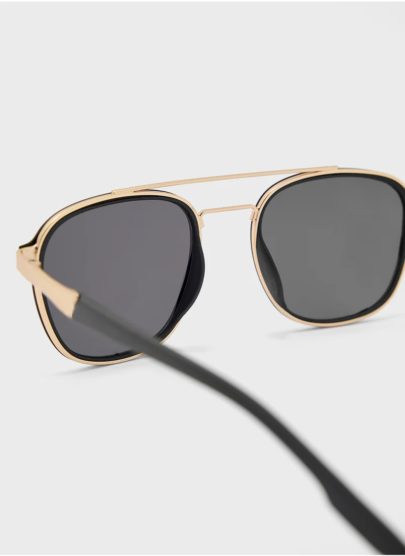 Robert Wood Polarized Lens Square Aviator Sunglasses