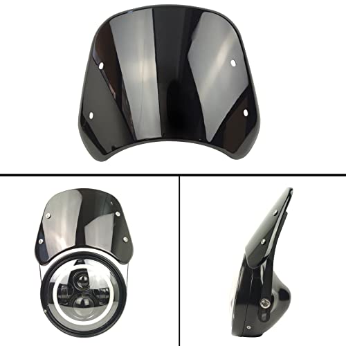 HARPUOU Universal Motorcycle Windshield Wind Deflector Windscreen Front Flyscreen with Mount for Motorbike 5"-7" LED Headlight - Image 5