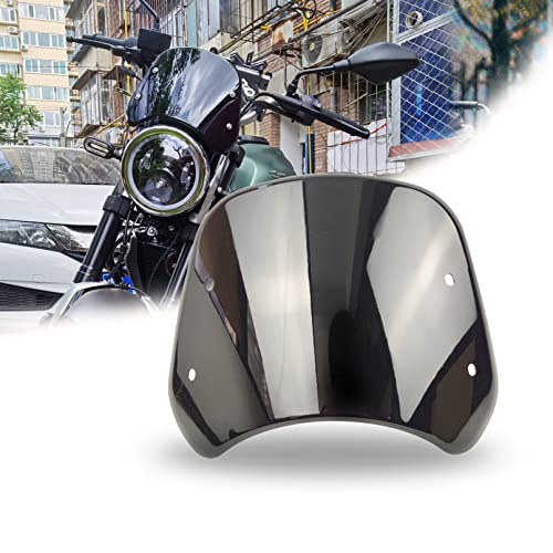 HARPUOU Universal Motorcycle Windshield Wind Deflector Windscreen Front Flyscreen with Mount for Motorbike 5"-7" LED Headlight - Image 1