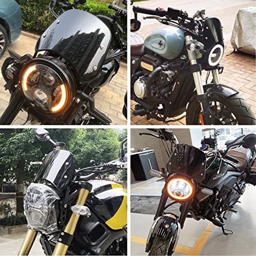 HARPUOU Universal Motorcycle Windshield Wind Deflector Windscreen Front Flyscreen with Mount for Motorbike 5"-7" LED Headlight - Image 4