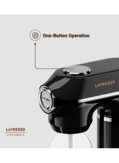 LePRESSO Sparkling Water Maker 1L with Two Capsules and Pressure Meter / Efficient Carbonation / Adjustable Fizz Pressure / One-Button Operation - Black  - Image 3