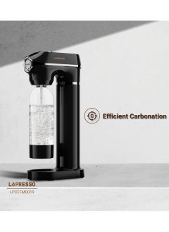 LePRESSO Sparkling Water Maker 1L with Two Capsules and Pressure Meter / Efficient Carbonation / Adjustable Fizz Pressure / One-Button Operation - Black  - Image 4