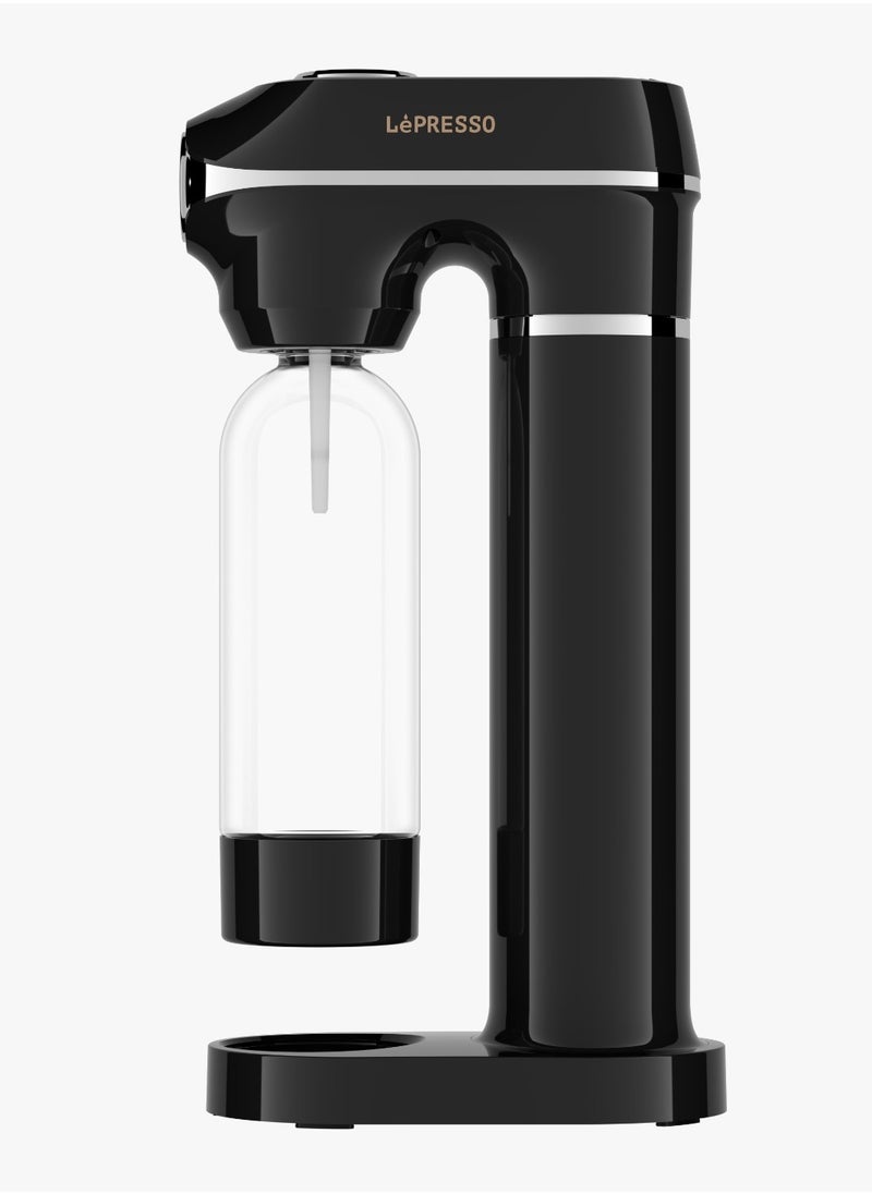 LePRESSO - Sparkling Water Maker 1L with Two Capsules and Pressure Meter / Efficient Carbonation / Adjustable Fizz Pressure / One-Button Operation - Black - Image 1