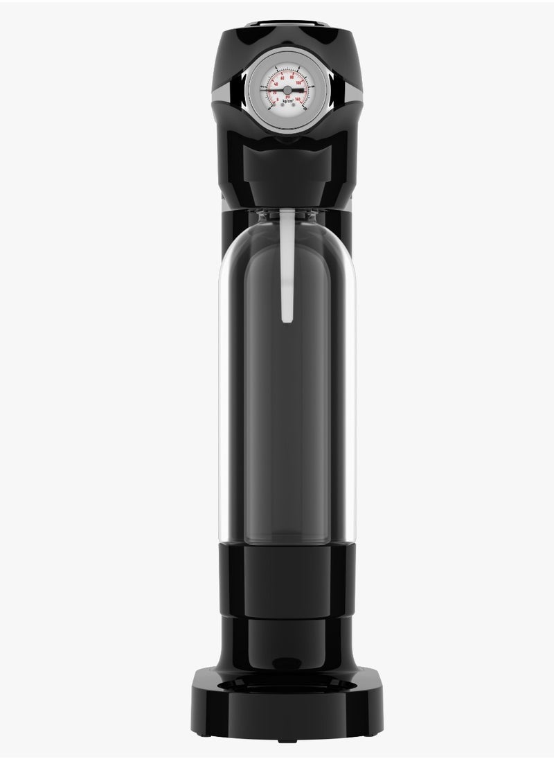 LePRESSO - Sparkling Water Maker 1L with Two Capsules and Pressure Meter / Efficient Carbonation / Adjustable Fizz Pressure / One-Button Operation - Black - Image 1