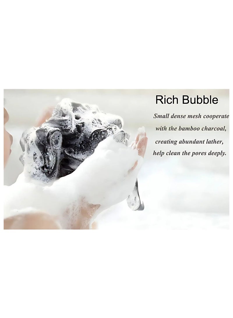 SOLARAE Exfoliating Shower Black Soft Touch Shower Premium Bath Loofah Set (2PCS) - Image 3