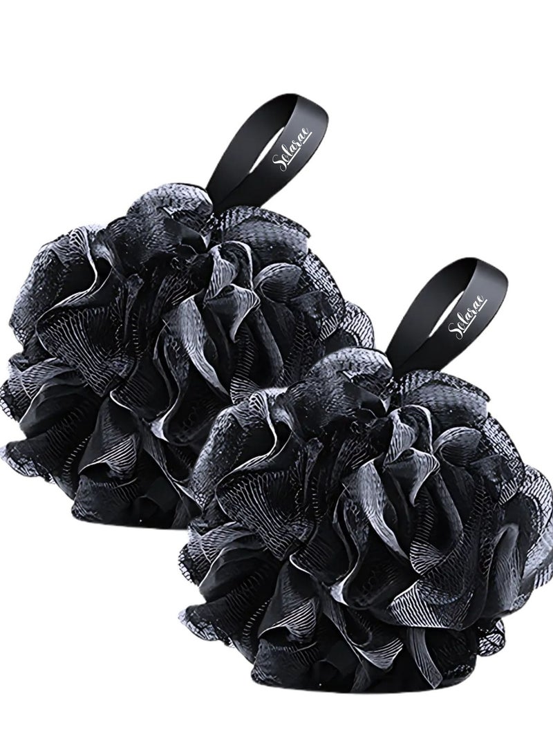 SOLARAE Exfoliating Shower Black Soft Touch Shower Premium Bath Loofah Set (2PCS) - Image 1