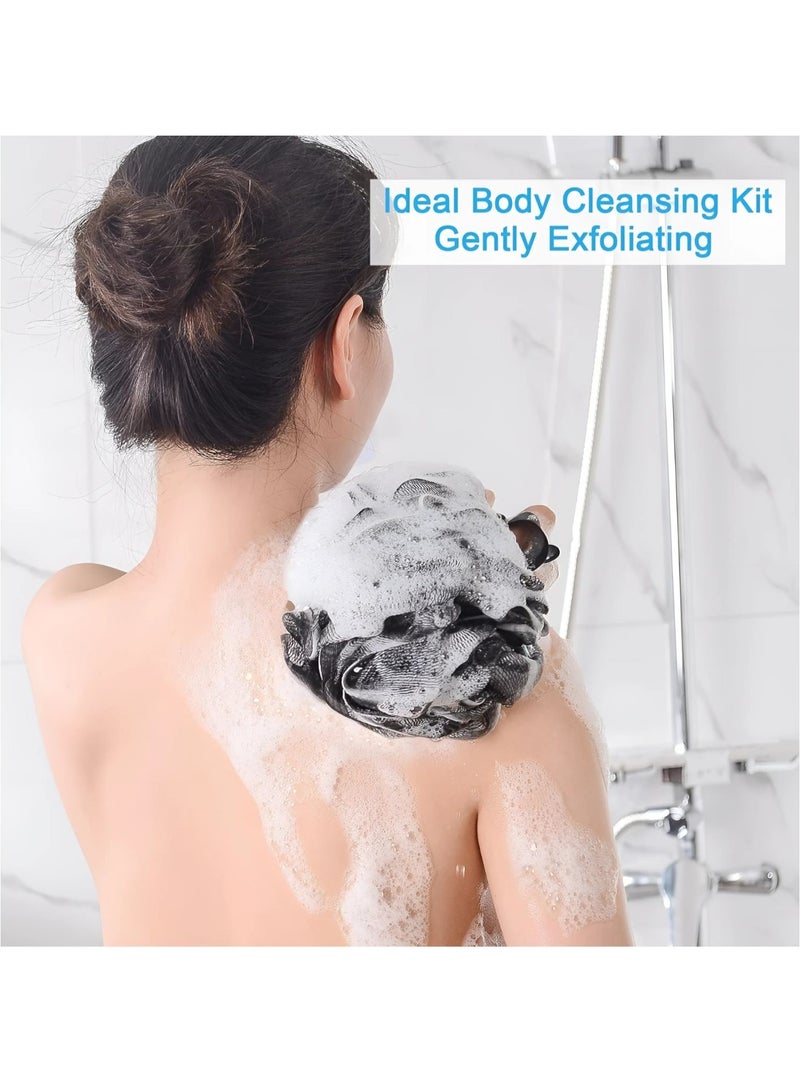 SOLARAE Exfoliating Shower Black Soft Touch Shower Premium Bath Loofah Set (2PCS) - Image 5