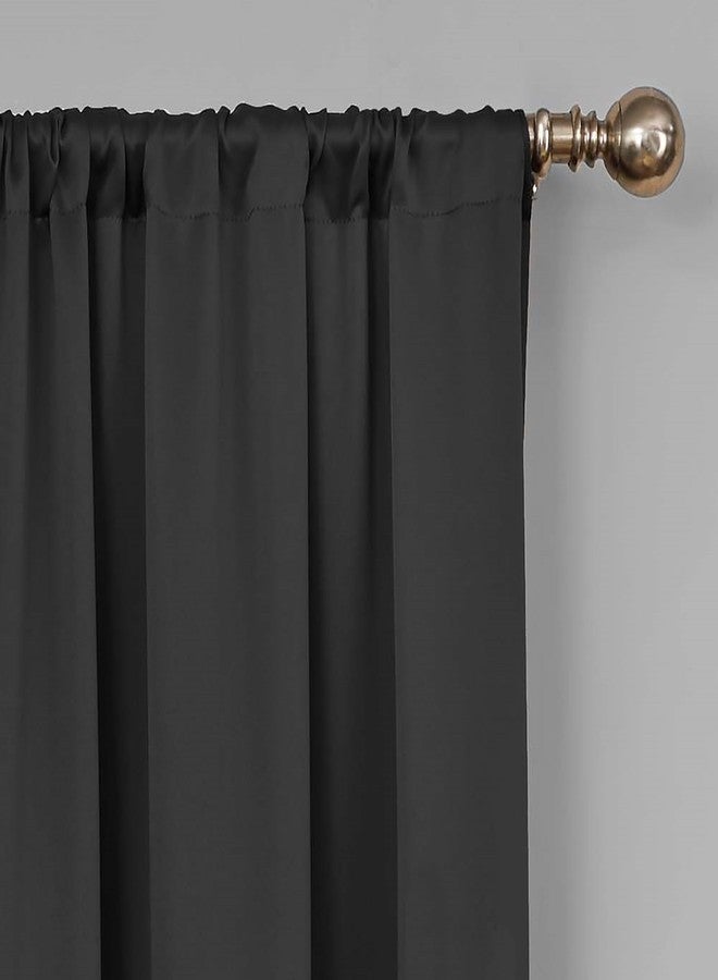 Eclipse Solid Thermapanel Pair, Room Darkening Rod Pocket Curtain, Window Curtain for Bedroom and Living Room, (2 Panels), 52 in Wide x 63 in Long, Black - Image 2