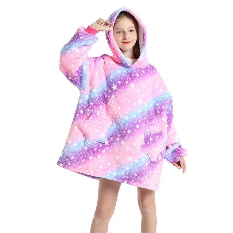 general Kids Cartoon Hooded Flannel Robe Winter Warm Home Clothing - Image 1