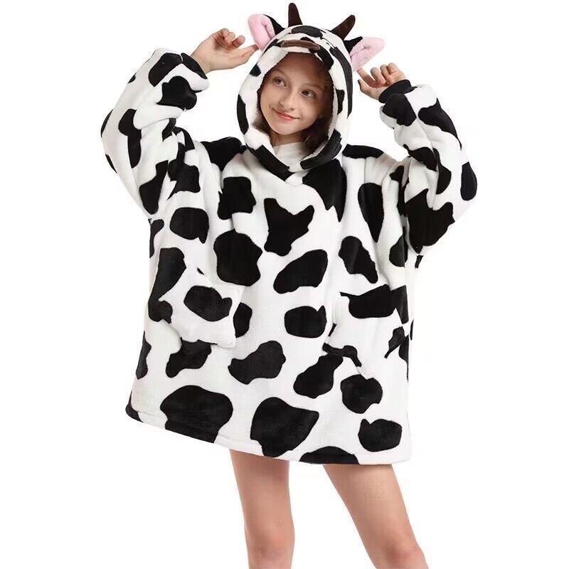 general Kids Cartoon Hooded Flannel Robe Winter Warm Home Clothing - Image 4