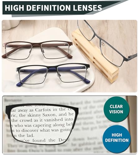 READITEASY 3 Pack Reading Glasses Men 3.25 Blue Light Blocking, Readers Men with Spring Hinge Reduce Eyestrain/UV/Dryness, Mens Reading Glasses 3.25+ - Image 3