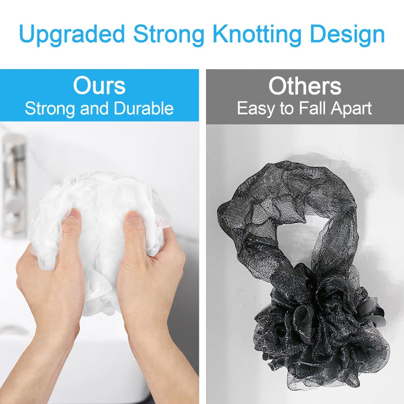 AmazerBath Loofah Sponge 75g/Piece, Exfoliating Bath Sponge Body Scrubber - Loofa Set of 4 - Snow White, Large - Image 4