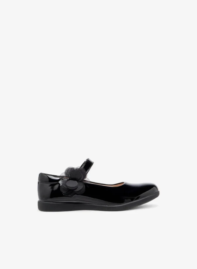 Flora Bella By Shoexpress Girls Floral Accent Mary Jane School Shoes with Hook and Loop Closure