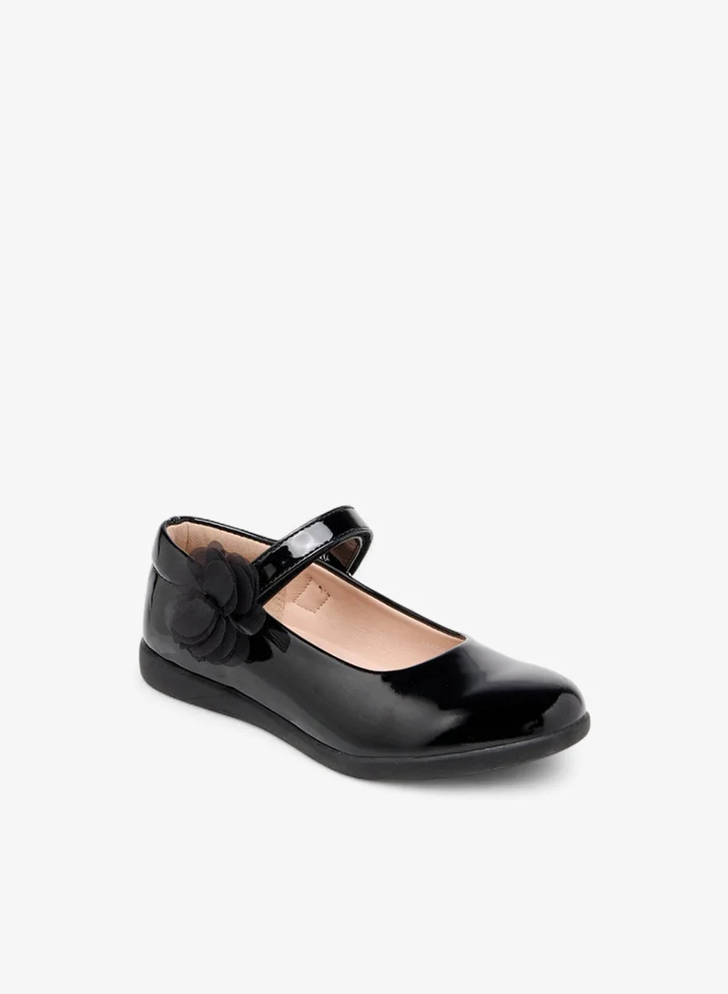 Flora Bella By Shoexpress Girls Floral Accent Mary Jane School Shoes with Hook and Loop Closure