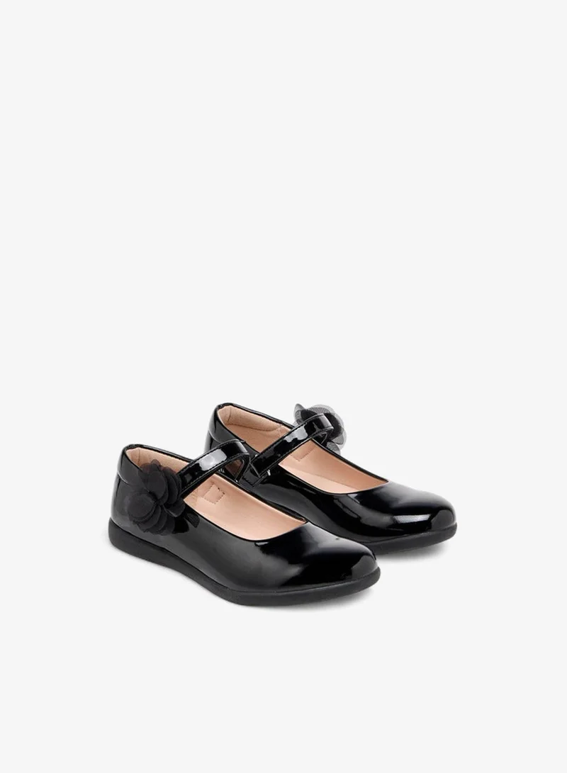 Flora Bella By Shoexpress Girls Floral Accent Mary Jane School Shoes with Hook and Loop Closure