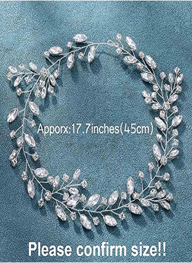 Unicra Bride Wedding Rhinestone Hair Vine Bridal Silver Hair Piece Crystal Headband Hair Accessories For Women And Girls (17.7Inches) (Silver)  - Image 4