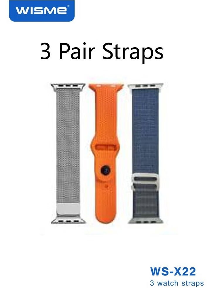WISME ساعة ذكية متعددة الوظائف مقاومة للماء WS-X22 مع شاشة كاملة 3 أزواج من الأشرطة وكابل شحن مصممة للسيدات والرجال فضي - Image 3