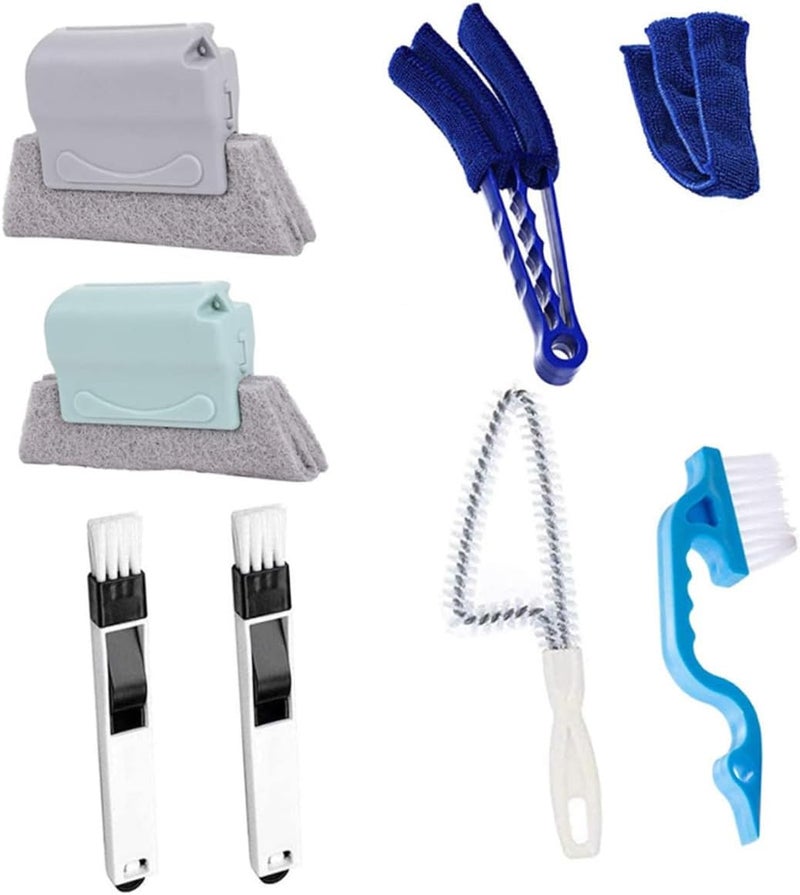 8pcs Corner Groove Duster and Shutter Cleaning Brush Set, Handheld Window Track and Air Conditioner Fin Cleaner for Household Dust Removal - Image 1