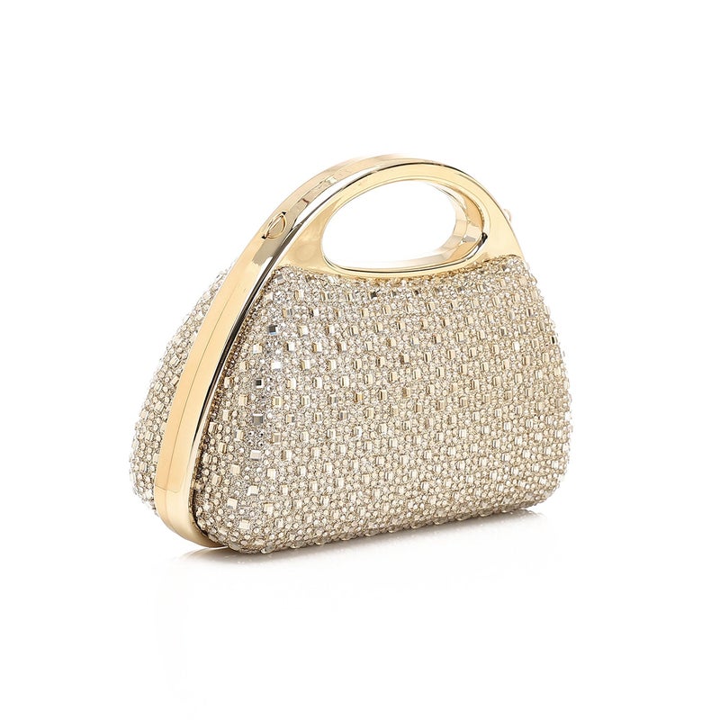Mr.joe Crystal Embellished Top Handle Clutch - Gold - Image 2