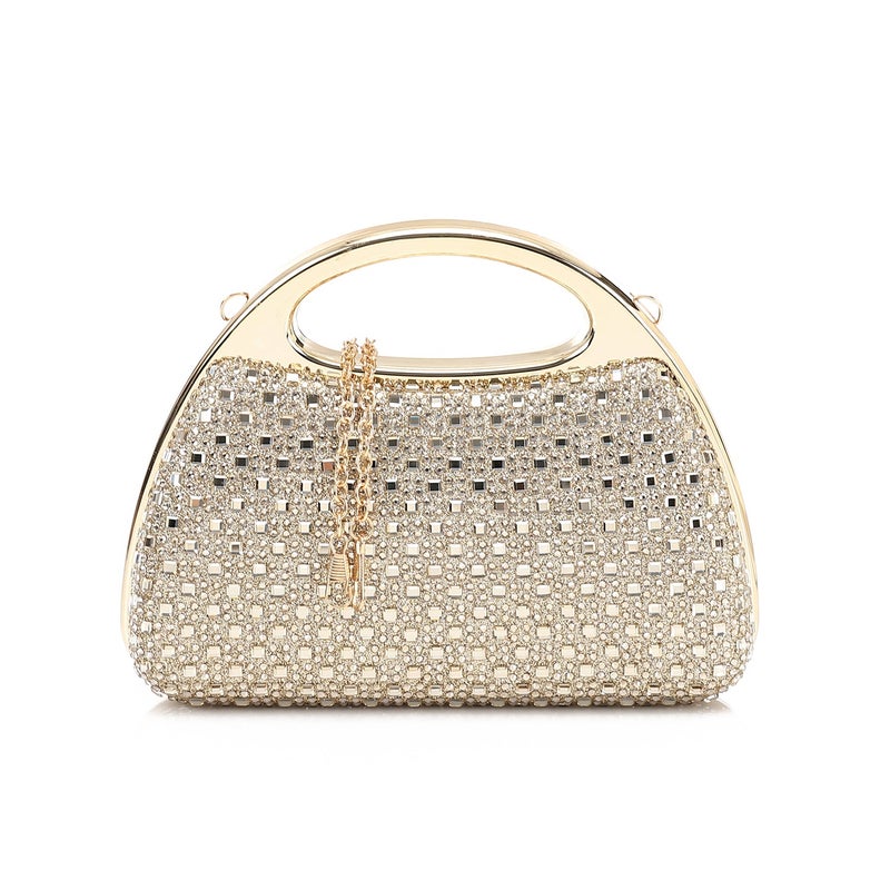 Mr.joe Crystal Embellished Top Handle Clutch - Gold - Image 1