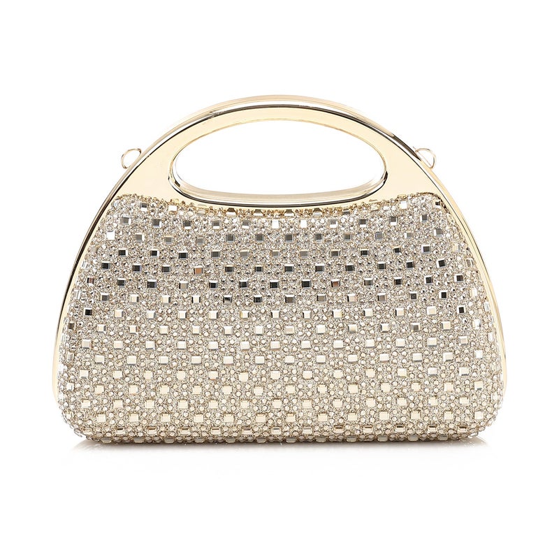 Mr.joe Crystal Embellished Top Handle Clutch - Gold - Image 3