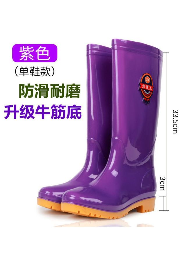 Double-back Long Crystal Women's Rain Boots Multi-color Flower Cloth Mother's Pastoral Water Boots Kitchen Non-slip Waterproof Shoes Labor Protection Rubber Shoes
