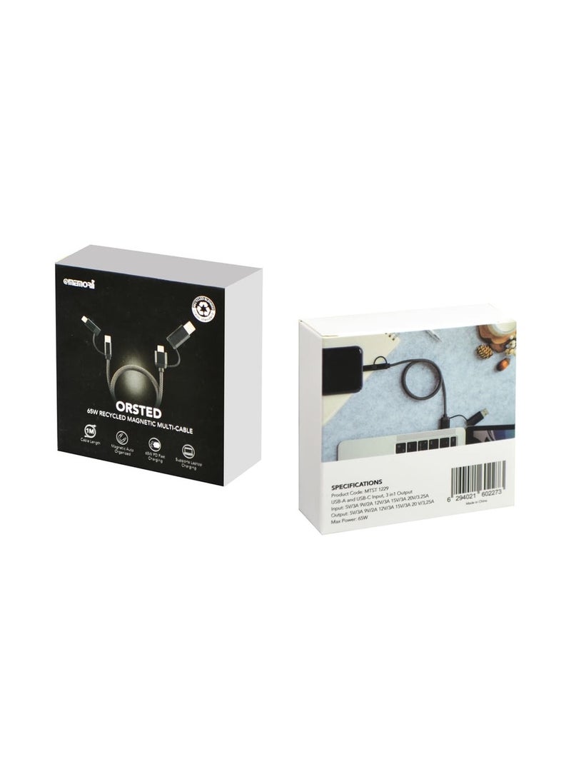 Memorii ORSTED - 65W Recycled Magnetic 4-in-1 Multi-Cable - Image 5