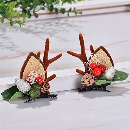 LATEEFAH Christmas Deer Reindeer Antlers Headband Cute Deer Ears Reindeer Hair Clips Beauty Headdresses Pine Cone Hair Accessories for Women - Image 2