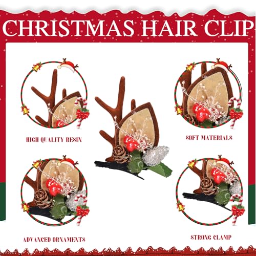 LATEEFAH Christmas Deer Reindeer Antlers Headband Cute Deer Ears Reindeer Hair Clips Beauty Headdresses Pine Cone Hair Accessories for Women - Image 3