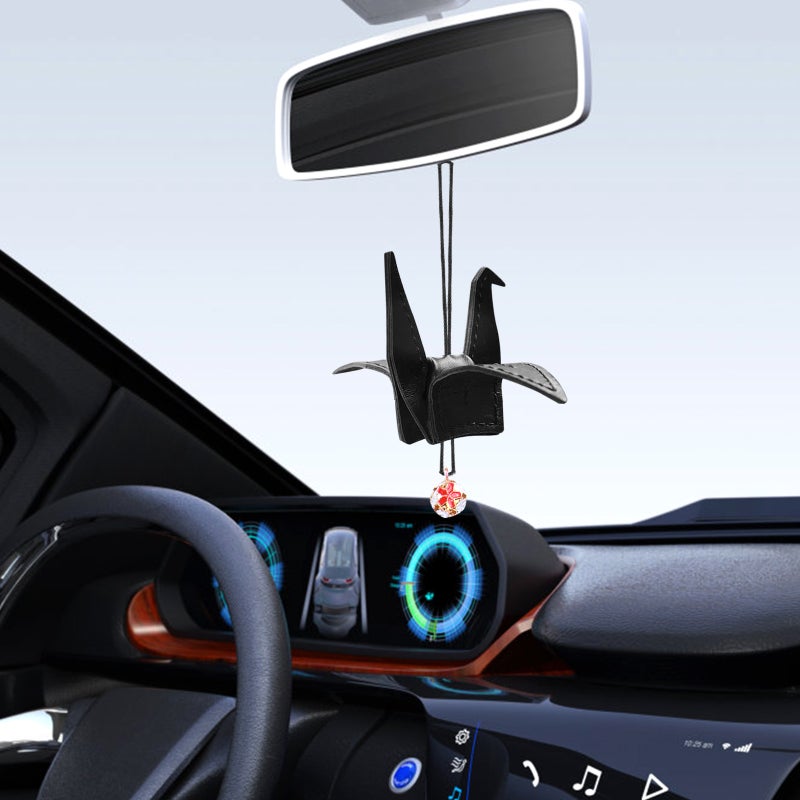 1 Set Leather Origami Crane Car Interior Crane Pendant Diy Material Set Diy Leather Crane Pendant Kit - Image 4