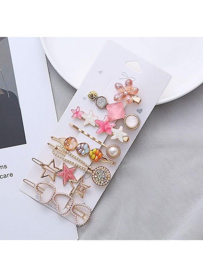 ANNACREATIONS 8 Piece Korean Style Pearl Metal Hair Clips Plastic Pearl Barrettes Hairpin For Women & Girls(Pink) - Image 1