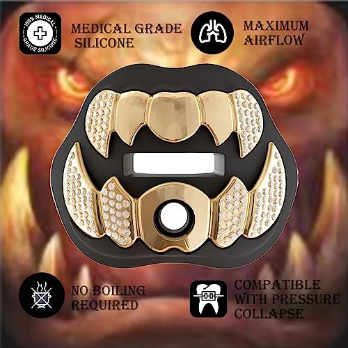 LeCool Football Mouth Guard with Connected Strap- 3D Beast Chrome Adult and Youth Mouth Guard-Mouth Piece for Sports for Maximum Air Flow and Teeth Protection (Black, with Diamonds) - Image 3