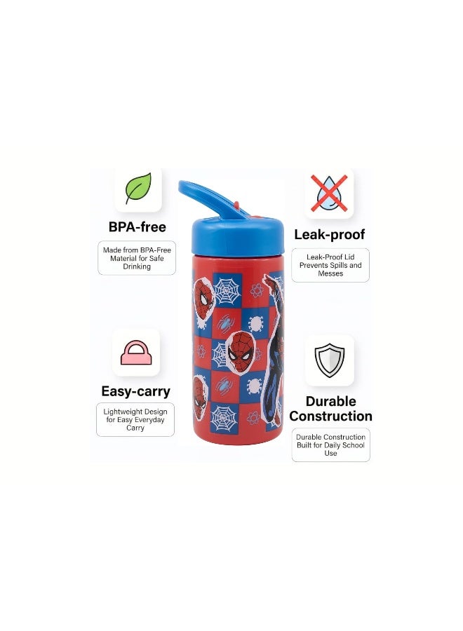 Stor Spiderman Playground Sipper Water Bottle for Kids – 410ml BPA-Free Leakproof Sipper Bottle with Easy Grip Design, Lightweight Durable School Water Bottle for Daily Hydration, Travel & Outdoor Use - Image 4